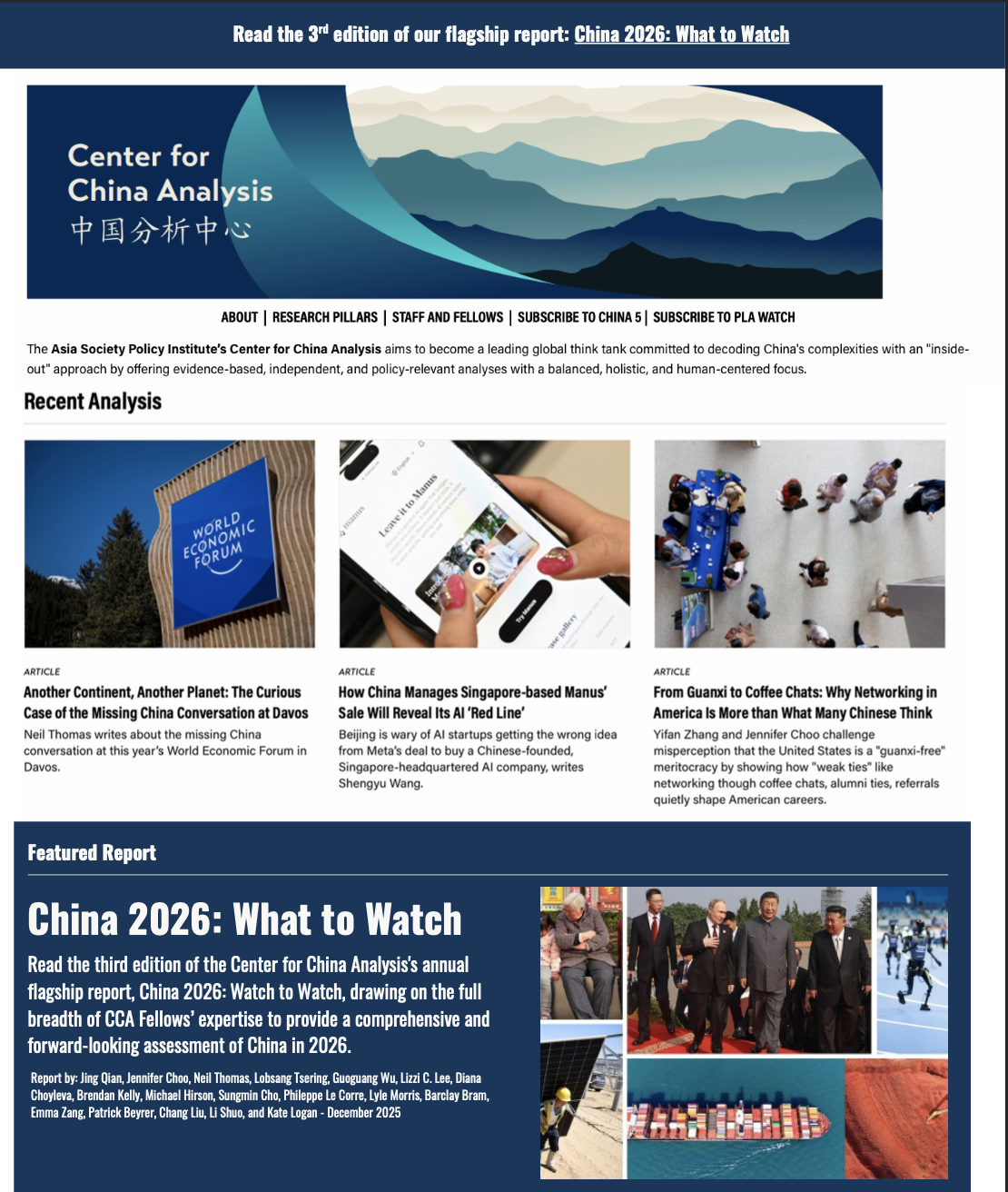 Mock up of Asia Society Policy Institute Center for China Analysis landing page